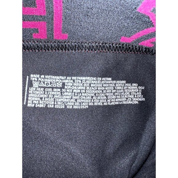 PINK Yoga Black Fuchsia Logo Leggings Active Pants Sz S - Picture 8 of 9